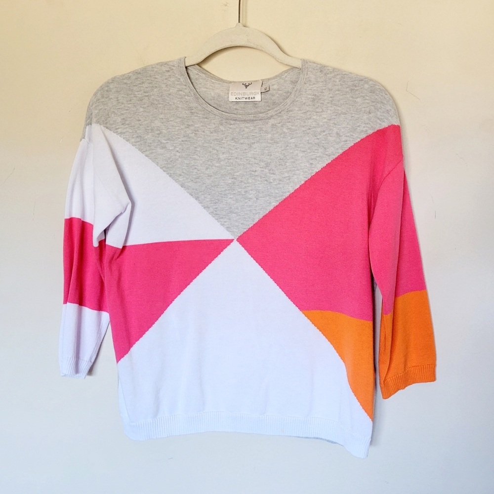 EDINBURGH KNITWEAR Geometric Abstract Pima Cotton‎ Sweater